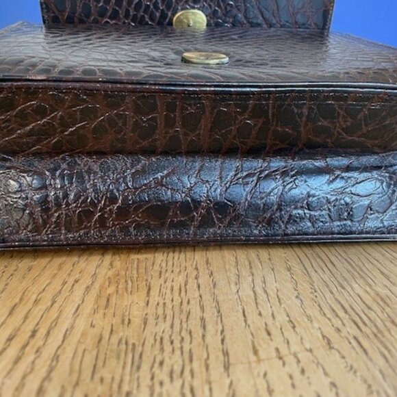 Vtg. 1950’s Hudson's Bay Co. LEATHER + SUEDE HANDBAG Embossed Croc/Gator/Snake - Picture 8 of 16